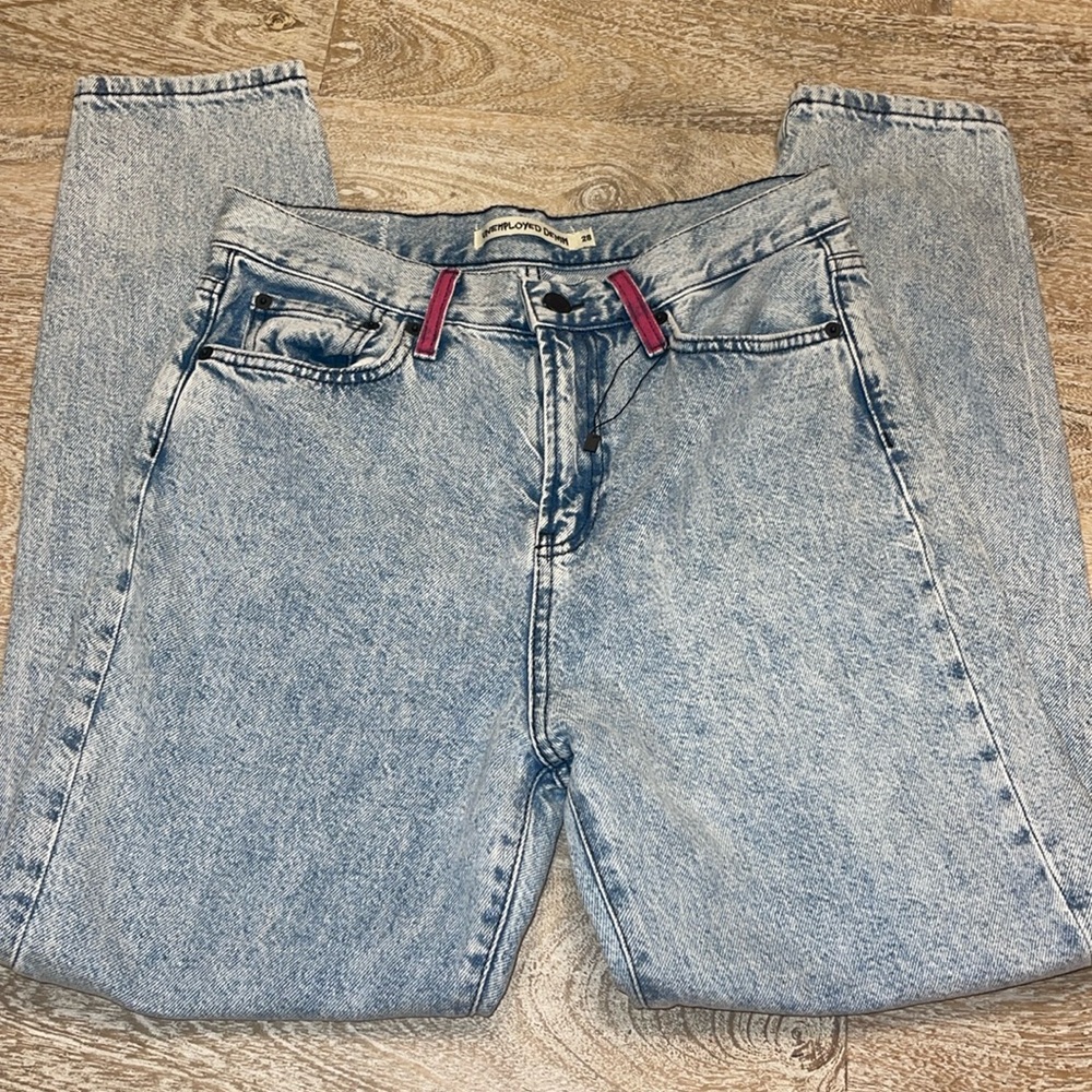 Unemployed Denim High Rise Light Wash Jeans Premium Denim Cotton Blend, 28